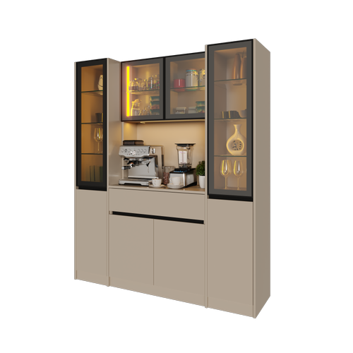 Viona Maxi Kum Beji Komple MDF LED Ayd�nlatmal� Kahve K��esi