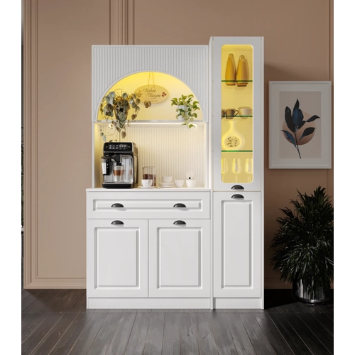 Armoni Black Midi Kahve K��esi Sa� Vitrinli Komple MDF