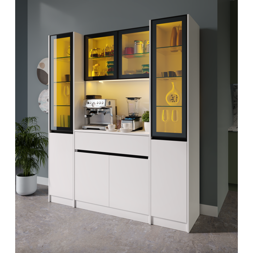 Lotus Maxi Kahve K��esi Komple MDF LED Ayd�nlatmal� Mutfak Kahve Dolab�