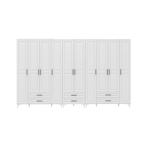 �cretsiz Montaj G�zde 10 Kapakl� 6 �ekmeceli Komple MDF Beyaz Gard�rop