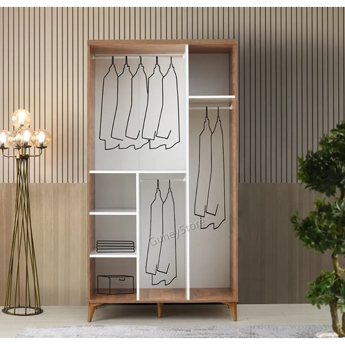 �cretsiz Montaj Paris 3 Kapakl�  Komple MDF Atlantik �am-Beyaz Gard�rop