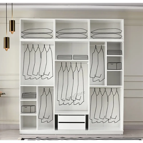 �cretsiz Montaj Sport 6 Kapakl� Y�kl�kl� Komple MDF Beyaz Gard�rop �cretsiz Montaj