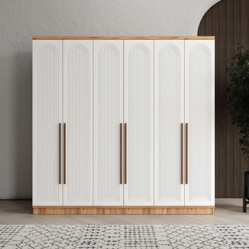 �cretsiz Montaj Rosa 6 Kapakl� Komple MDF Gard�rop