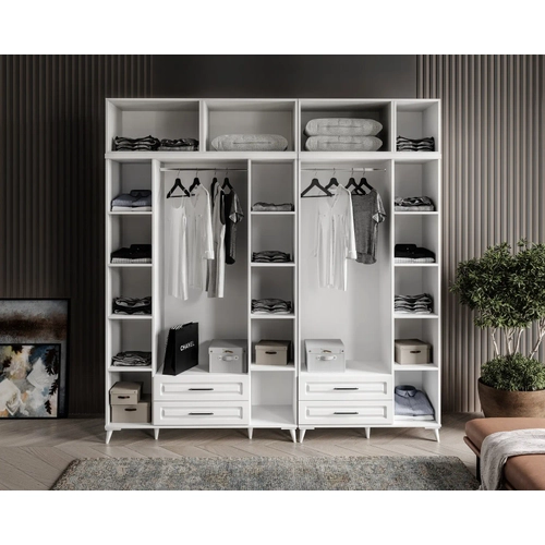 �cretsiz Montaj G�zde 7 Kapakl� �ekmeceli Y�kl�kl� Komple MDF  Beyaz Gard�rop
