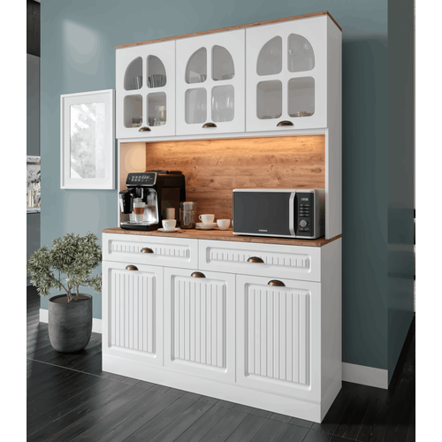 Efes Kahve K��esi - 140 cm MDF Mutfak Dolab� - LED Ayd�nlatmal� - �cretsiz Montaj