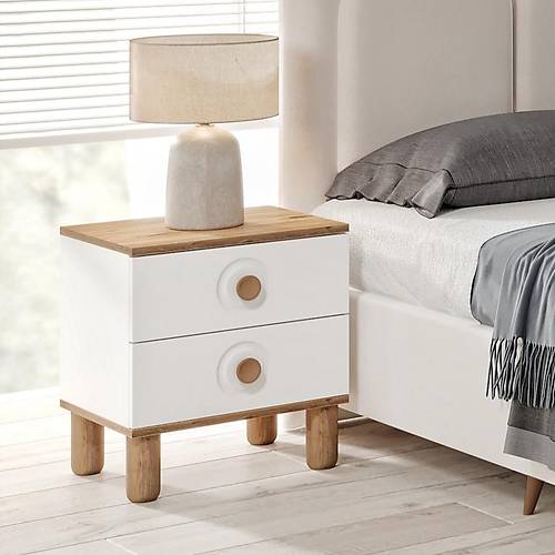 Rosa Komple MDF Atlantik �am - Beyaz Komodin