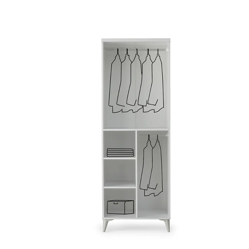 �cretsiz Montaj Paris 2 Kapakl� Komple MDF Beyaz Gard�rop