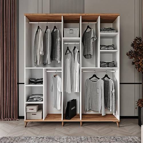 cretsiz Montaj Bohem 5 Kapakl Komple MDF  Gardrop