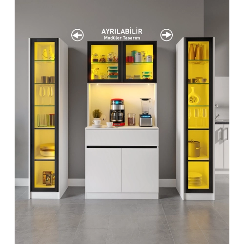 Moon Maxi Kahve K��esi Komple MDF LED Ayd�nlatmal� Mutfak Kahve Dolab�