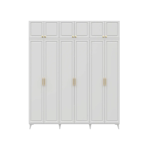 �cretsiz Montaj Milas Gold 6 Kapakl� Komple MDF Ayakl� Y�kl�kl� Gard�rop