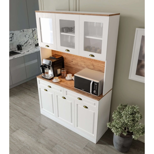 G�zde Kahve K��esi - 140 cm MDF Mutfak Dolab� - LED Ayd�nlatmal� - �cretsiz Montaj