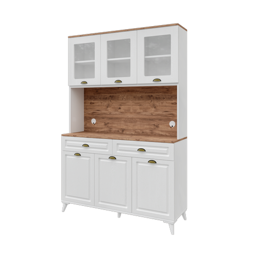 G�zde Kahve K��esi - 140 cm MDF Mutfak Dolab� Ayakl�- LED Ayd�nlatmal� - �cretsiz Montaj