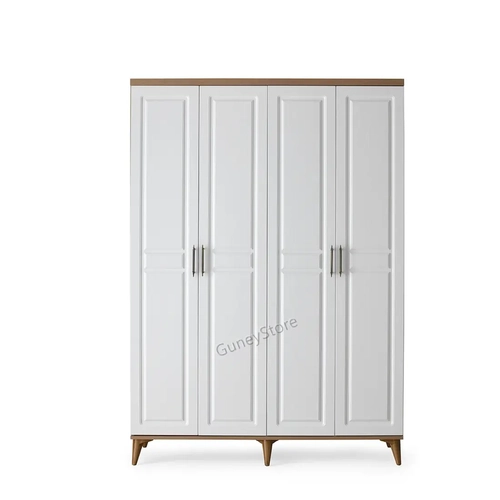 �cretsiz Montaj Sport 4 Kapakl� Komple MDF Atlantik �am-Beyaz Gard�rop