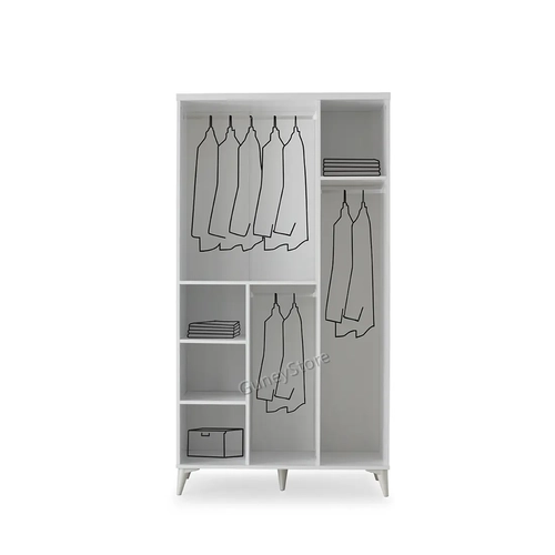 �cretsiz Montaj Paris 3 Kapakl� Komple MDF Beyaz Gard�rop
