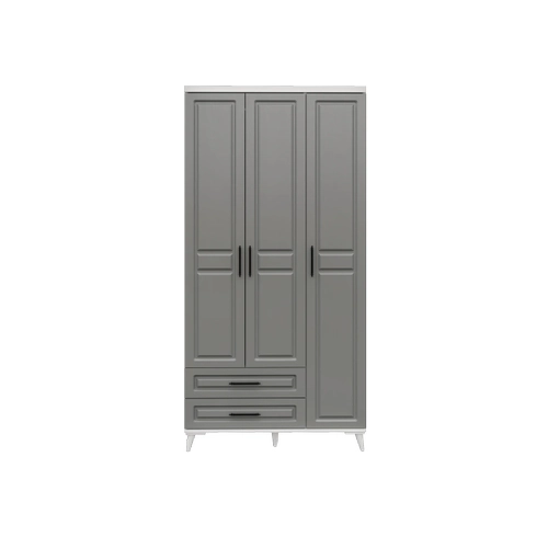 �cretsiz Montaj G�zde 3 Kapakl� �ekmeceli  Komple MDF Antrasit - Beyaz Gard�rop