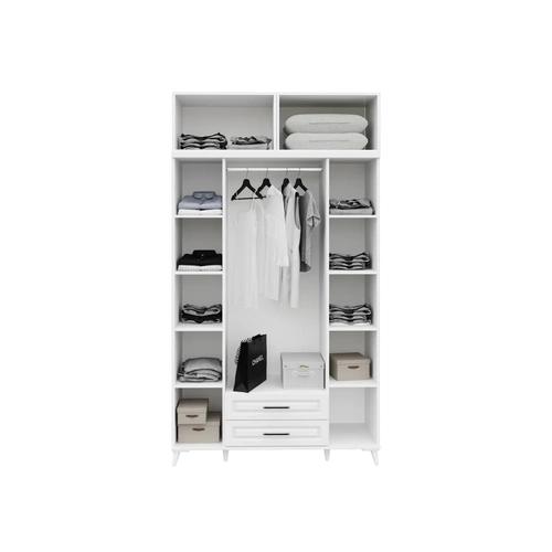 �cretsiz Montaj G�zde 4 Kapakl� 2 �ekmeceli Y�kl�kl� Komple MDF  Beyaz Gard�rop
