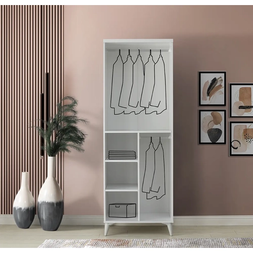 �cretsiz Montaj Paris 2 Kapakl� Komple MDF Beyaz Gard�rop