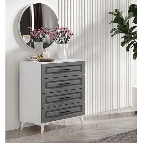 �cretsiz Montaj G�zde 6 Kapakl� Komple MDF Antrasit-Beyaz Yatak Odas� Tak�m�
