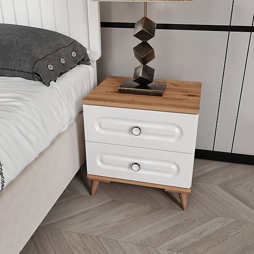 Bohem Komple MDF Atlantik �am - Beyaz Komodin