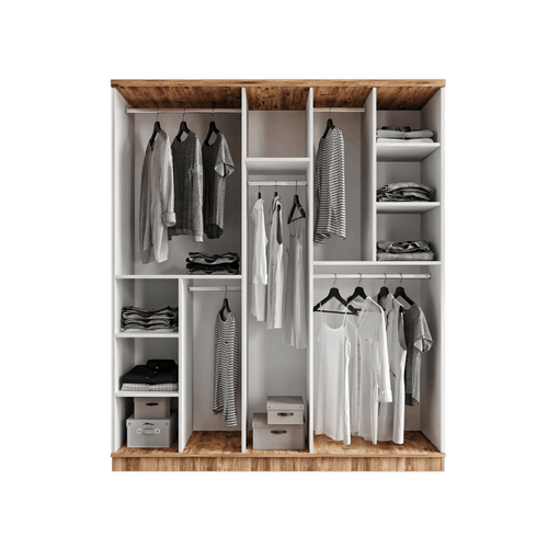 cretsiz Montaj Rosa 5 Kapakl Komple MDF Gardrop