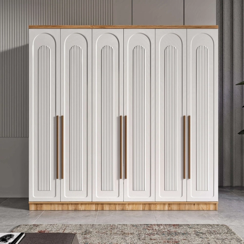�cretsiz Montaj Flora 6 Kapakl� Komple MDF Gard�rop