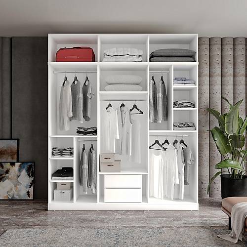 �cretsiz Montaj Milas Gold 6 Kapakl� Komple MDF Y�kl�kl� Gard�rop