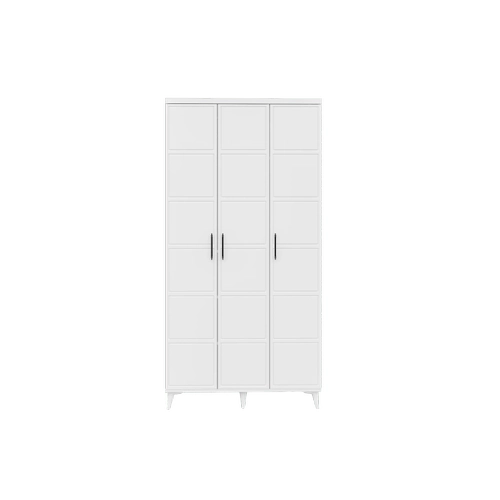 �cretsiz Montaj Milano 3 Kapakl� Komple MDF Beyaz Gard�rop