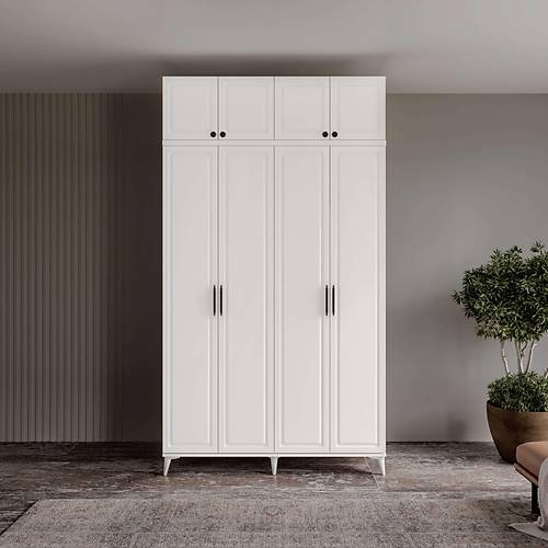 cretsiz Montaj Milas 4 Kapakl Komple MDF Ayakl Yklkl Gardrop