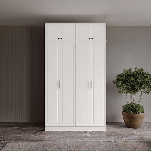 cretsiz Montaj Milas 4 Kapakl Komple MDF Yklkl Gardrop