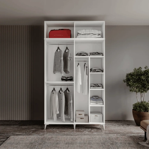 �cretsiz Montaj Milas Gold 4 Kapakl� Komple MDF Ayakl� Y�kl�kl� Gard�rop