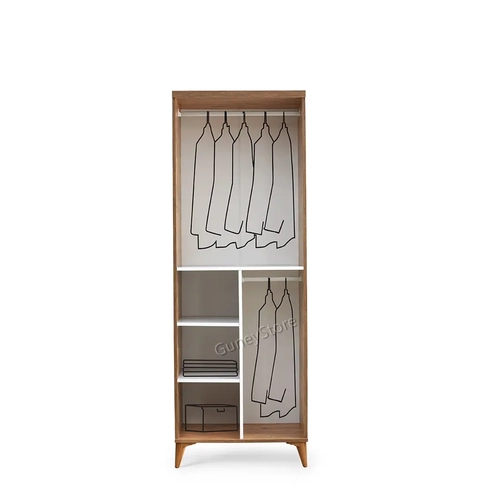 �cretsiz Montaj Paris 2 Kapakl� Komple MDF Atlantik �am-Beyaz Gard�rop