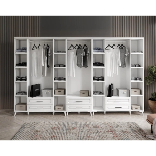 �cretsiz Montaj G�zde 10 Kapakl� 6 �ekmeceli Komple MDF Beyaz Gard�rop