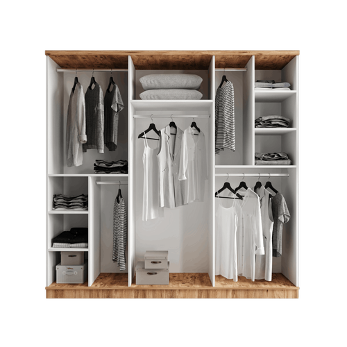 cretsiz Montaj Flora 6 Kapakl Komple MDF Gardrop