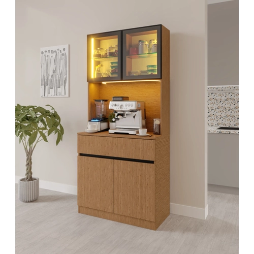 Bambu Mini Komple MDF LED Ayd�nlatmal� Kahve K��esi