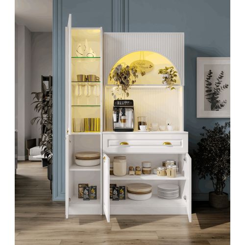 Armoni Gold Midi Kahve K��esi Sol Vitrinli Komple MDF