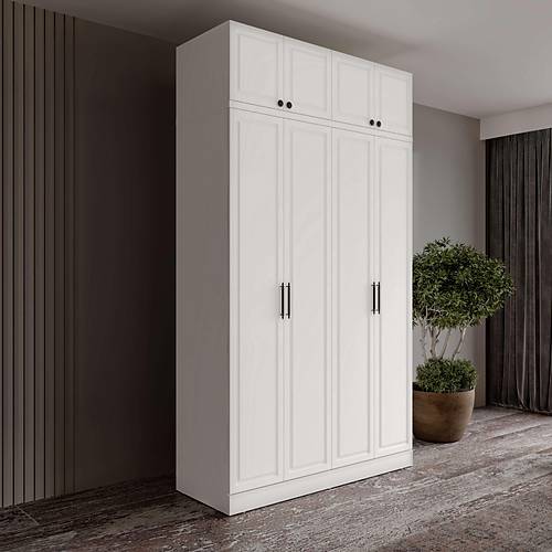 �cretsiz Montaj Milas 4 Kapakl� Komple MDF Y�kl�kl� Gard�rop