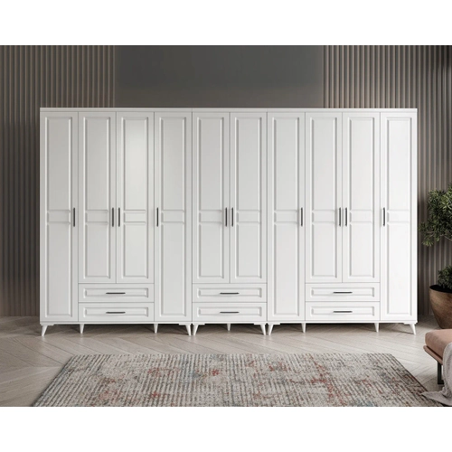 �cretsiz Montaj G�zde 10 Kapakl� 6 �ekmeceli Komple MDF Beyaz Gard�rop