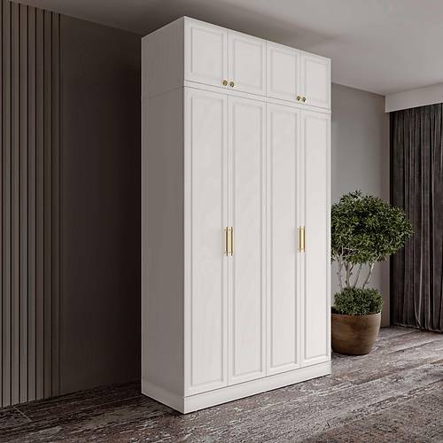 �cretsiz Montaj Milas Gold 4 Kapakl� Komple MDF Y�kl�kl� Gard�rop