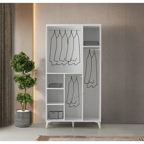 �cretsiz Montaj Paris 3 Kapakl� Komple MDF Beyaz Gard�rop