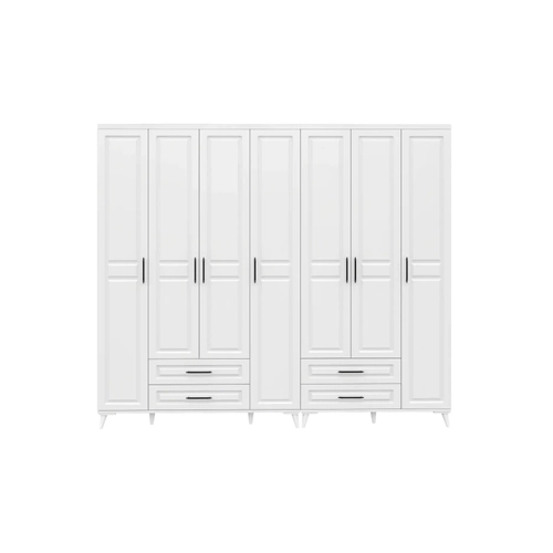 �cretsiz Montaj G�zde 7 Kapakl� 4 �ekmeceli Komple MDF Beyaz Gard�rop