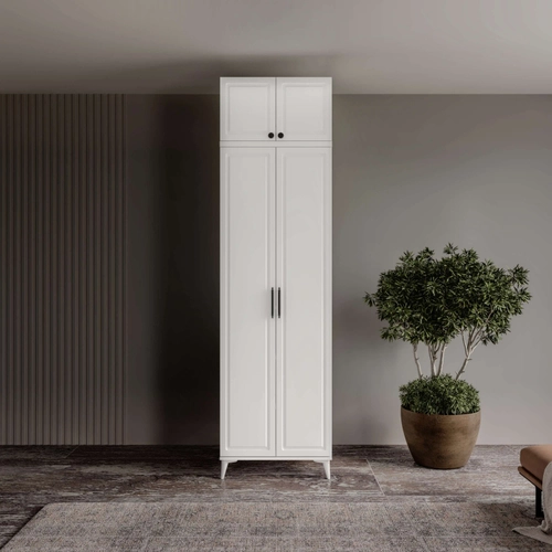�cretsiz Montaj Milas 2 Kapakl� Komple MDF Ayakl� Y�kl�kl� Gard�rop