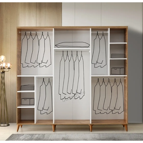 �cretsiz Montaj Paris 6 Kapakl�  Komple MDF Atlantik �am-Beyaz Gard�rop