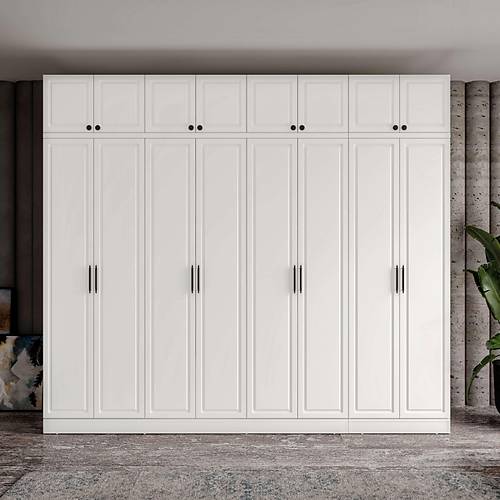 cretsiz Montaj Milas 8 Kapakl Komple MDF Yklkl Gardrop