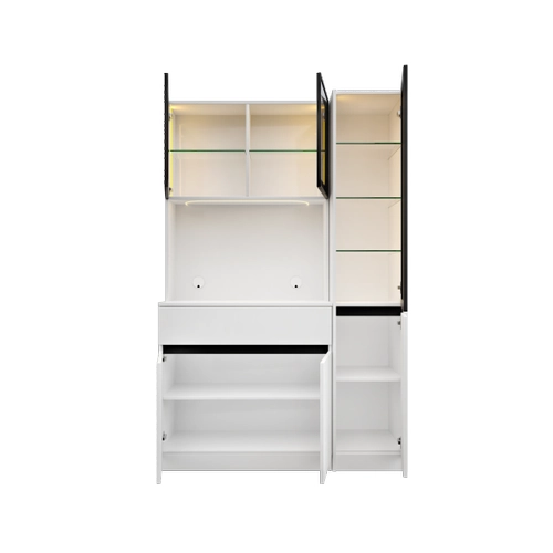 Lotus Midi Sa� Vitrinli Kahve K��esi Komple MDF LED Mutfak Dolab�