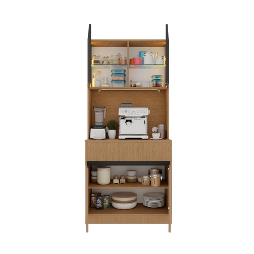 Bambu Mini Komple MDF LED Ayd�nlatmal� Kahve K��esi