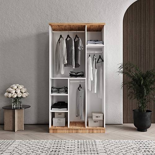 cretsiz Montaj Rosa 3 Kapakl Komple MDF Gardrop