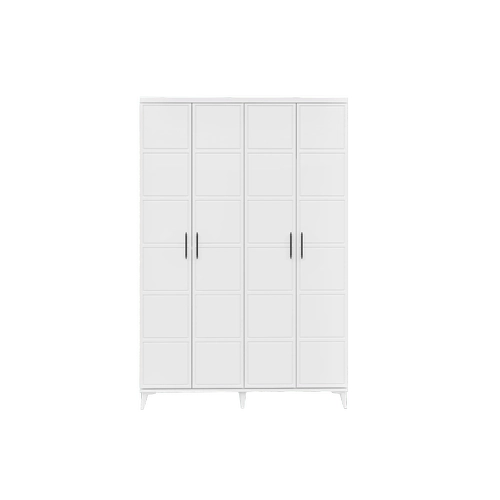 �cretsiz Montaj Milano 4 Kapakl� Komple MDF Beyaz Gard�rop