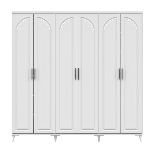 �cretsiz Montaj Kemer 6 Kapakl� Komple MDF Beyaz Gard�rop