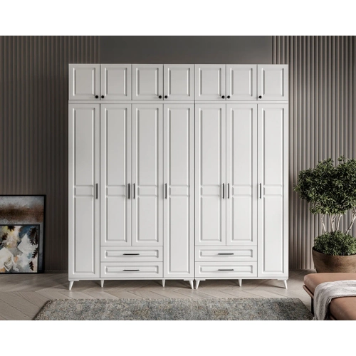 �cretsiz Montaj G�zde 7 Kapakl� �ekmeceli Y�kl�kl� Komple MDF  Beyaz Gard�rop