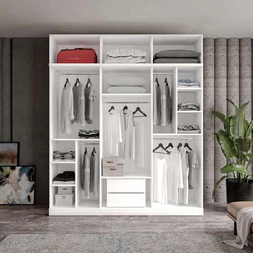 �cretsiz Montaj Milas 6 Kapakl� Komple MDF Y�kl�kl� Gard�rop
